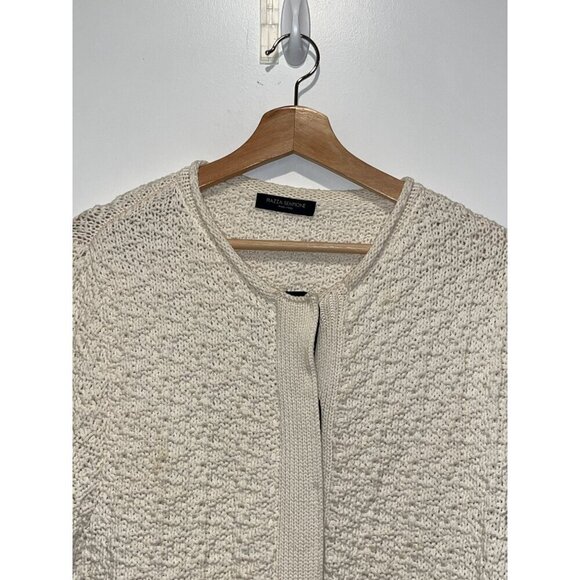 Piazza Sempione Womens Cream Short Sleeve Textured Knit Cardigan  Size 42 - Picture 4 of 9